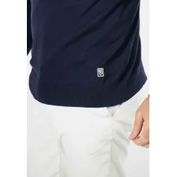 Pull homme col cheminée navy - Touché cachemire