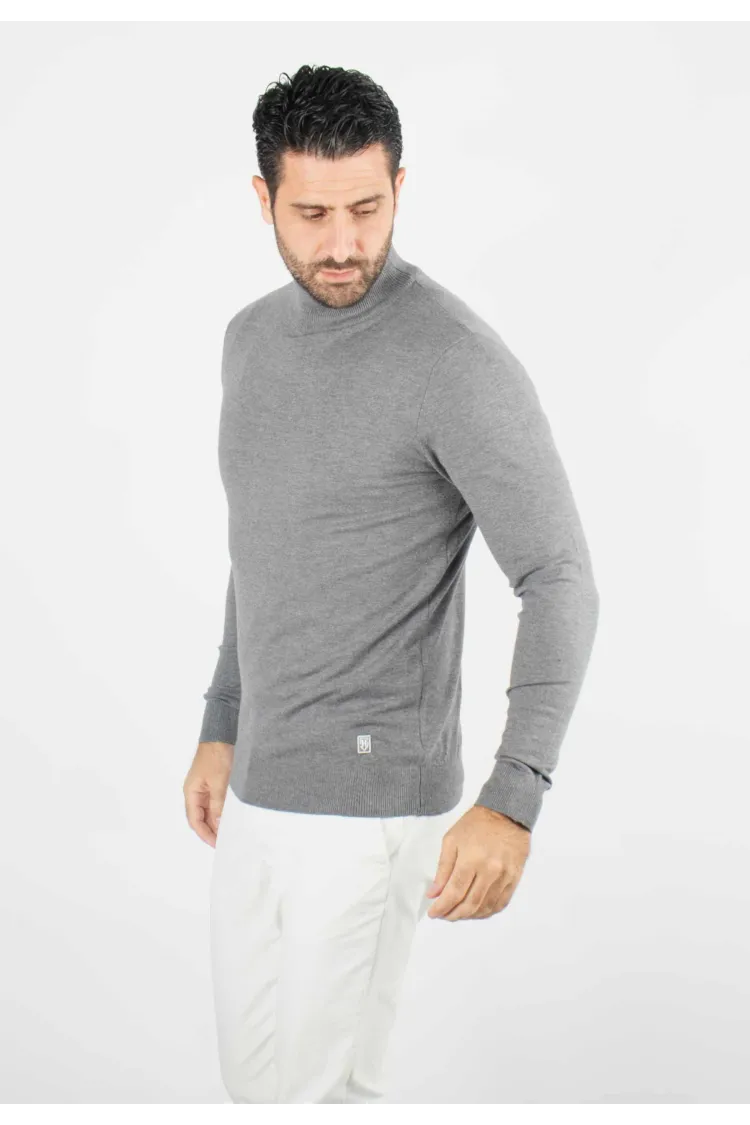 Pull homme col cheminée anthracite - Touché cachemire