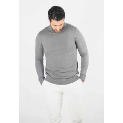 Pull homme col cheminée anthracite - Touché cachemire