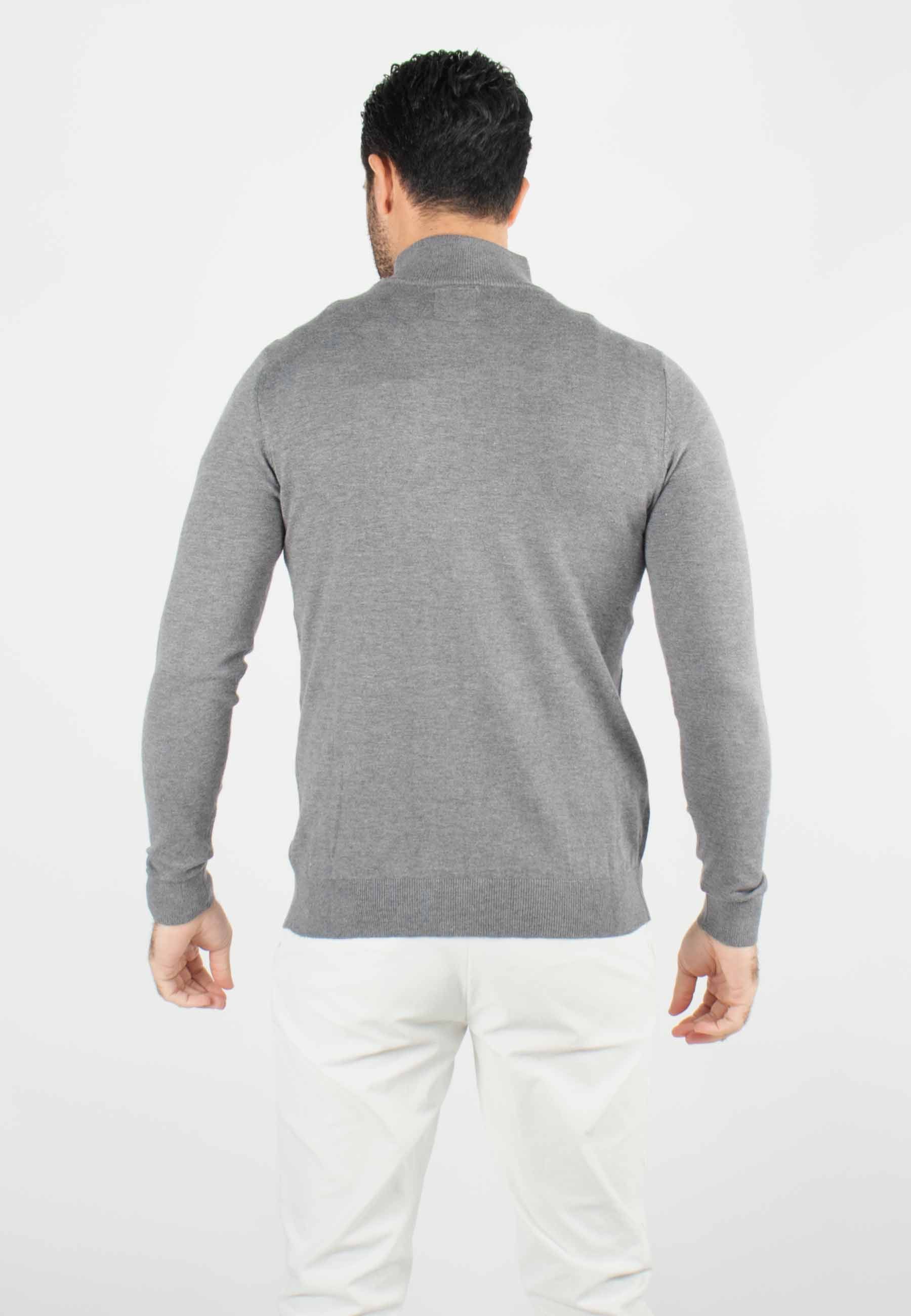 Pull homme col cheminée anthracite - Touché cachemire