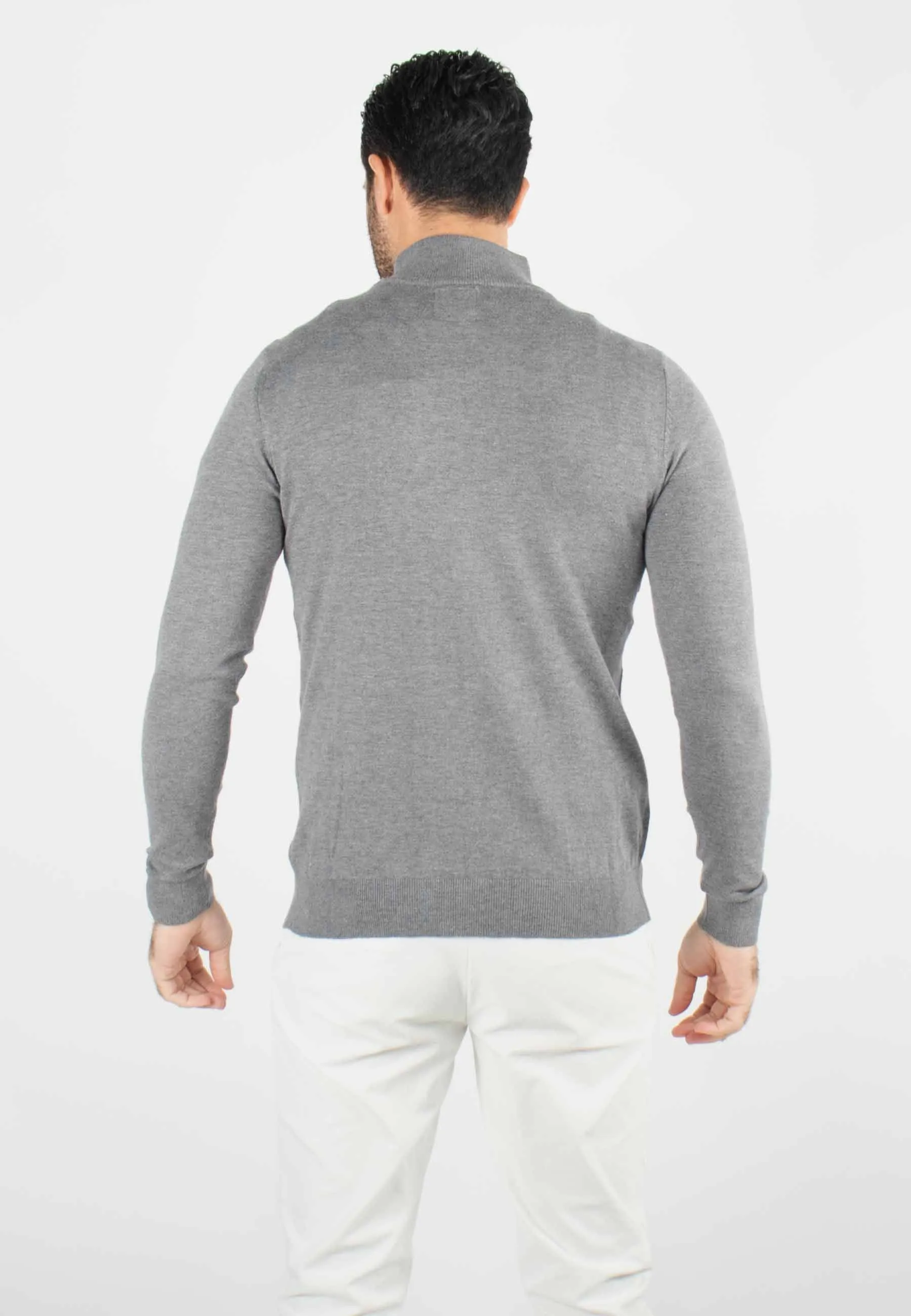 Pull homme col cheminée anthracite - Touché cachemire