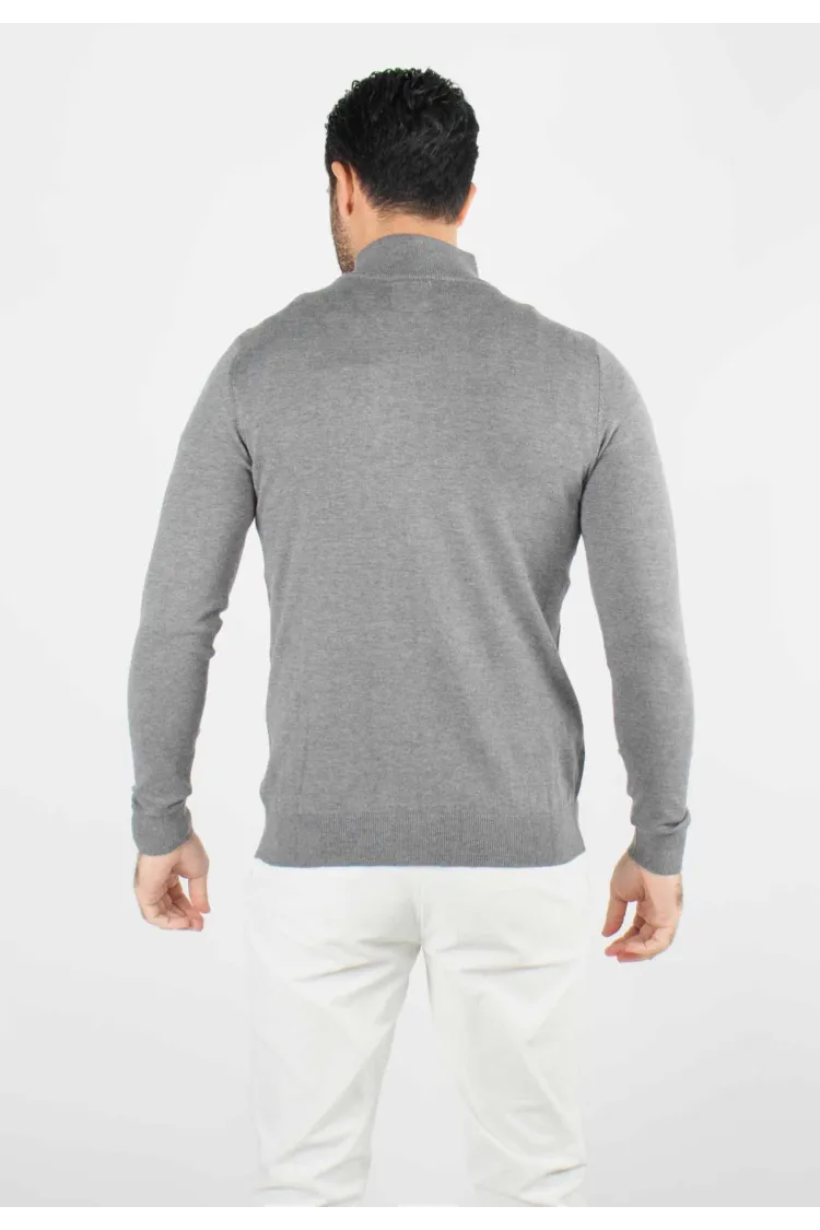 Pull homme col cheminée anthracite - Touché cachemire