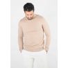 Pull homme col cheminée beige - Touché cachemire