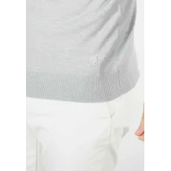 Pull homme col cheminée gris - Touché cachemire