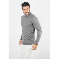 Pull homme col roulé anthracite - Touché cachemire