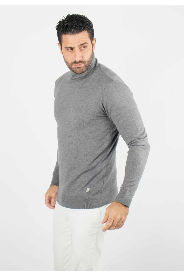 Pull homme col roulé anthracite - Touché cachemire