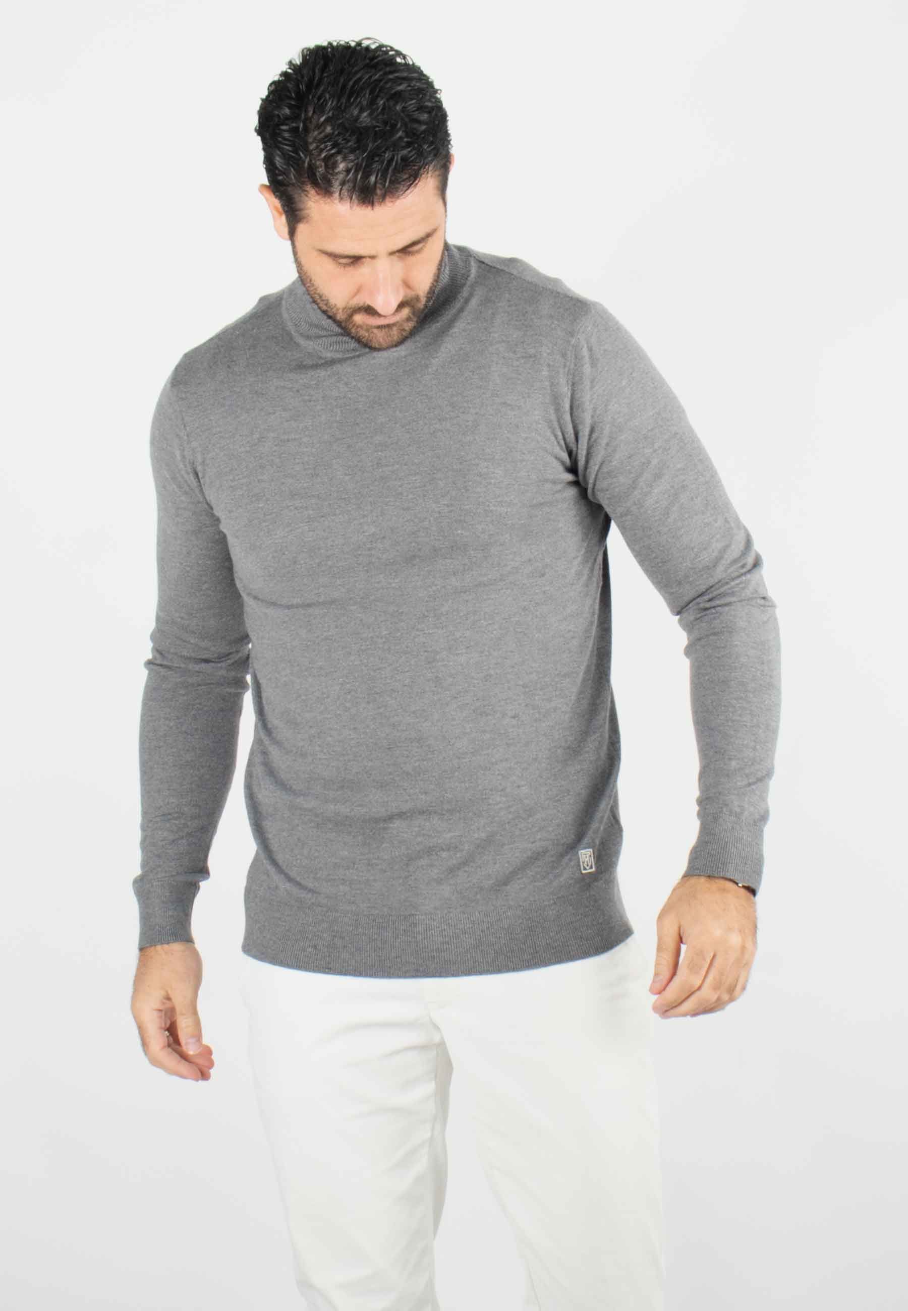 Pull homme col roulé anthracite - Touché cachemire