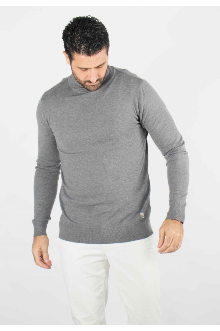 Pull homme col roulé anthracite - Touché cachemire