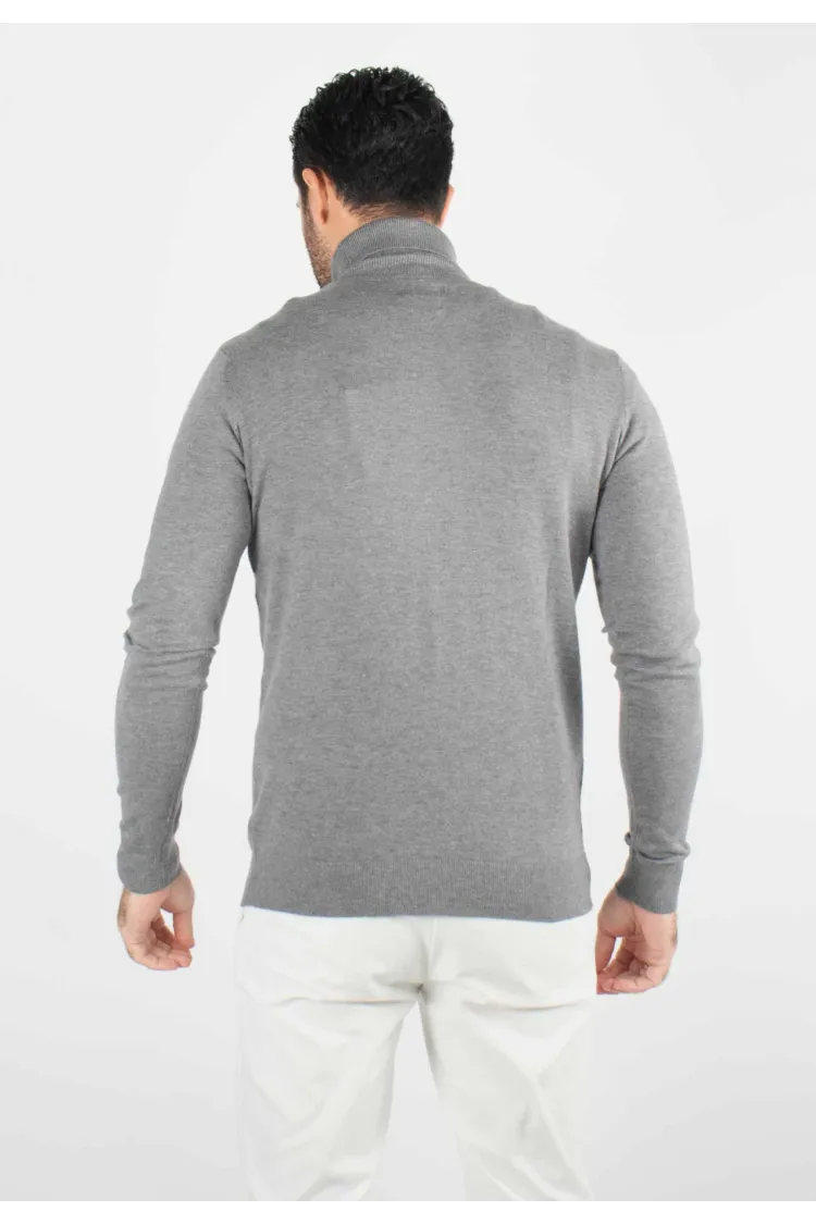 Pull homme col roulé anthracite - Touché cachemire