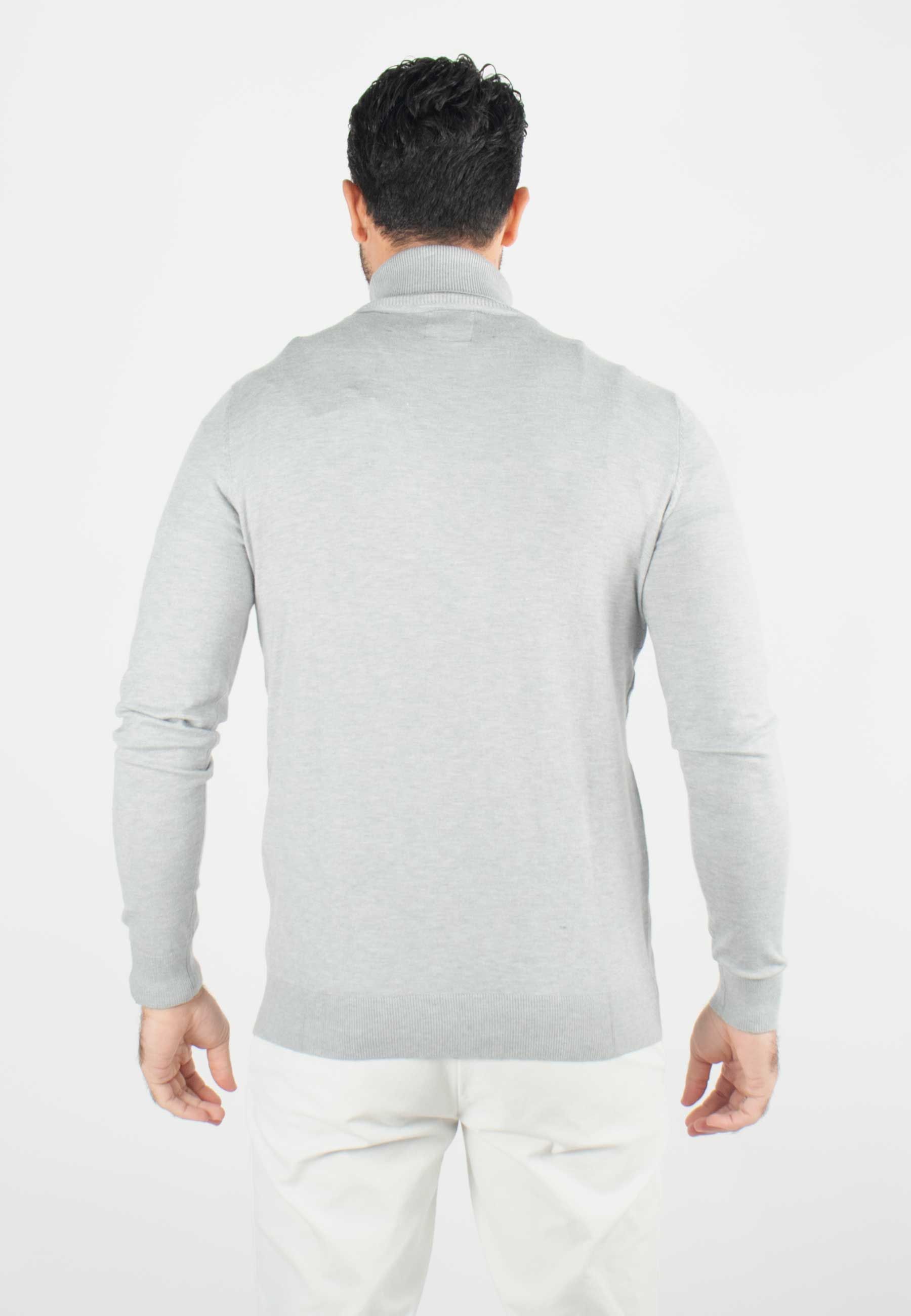 Pull homme col roulé gris - Touché cachemire