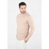 Pull homme col roulé beige - Touché cachemire