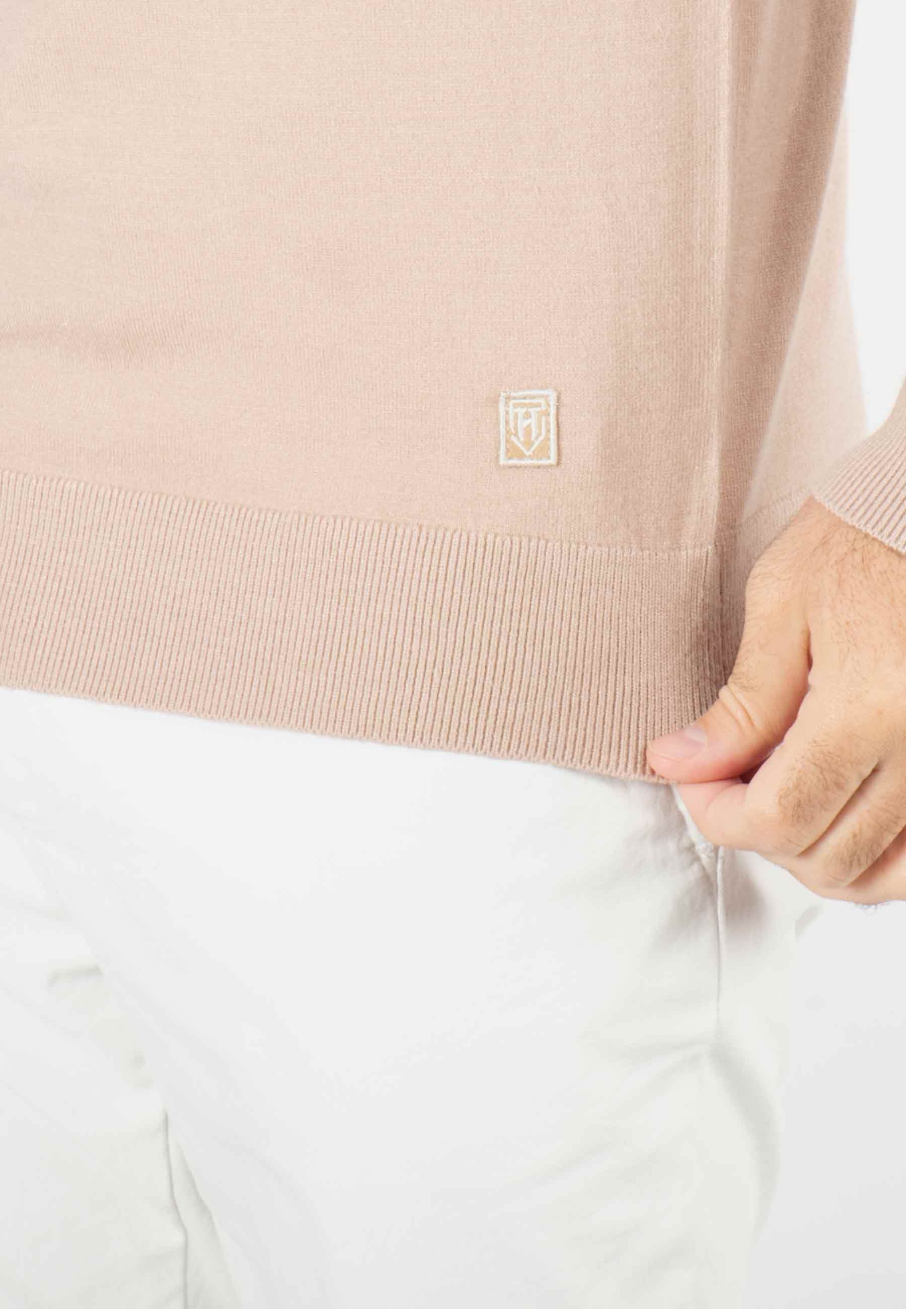 Pull homme col roulé beige - Touché cachemire