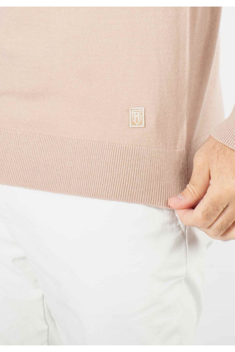 Pull homme col roulé beige - Touché cachemire