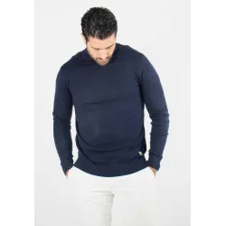 Pull homme col roulé navy - Touché cachemire