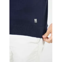 Pull homme col roulé navy - Touché cachemire