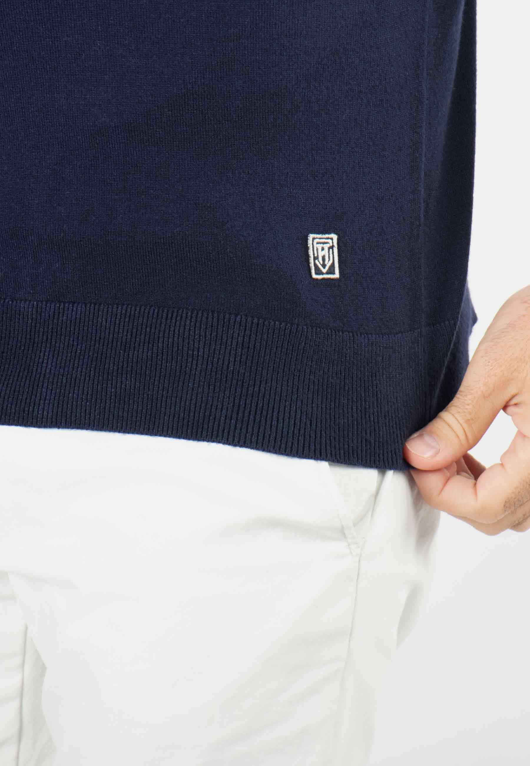 Pull homme col roulé navy - Touché cachemire