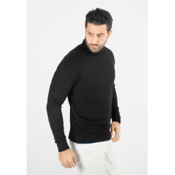 Pull homme col roulé noir - Touché cachemire