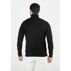 Pull homme col roulé noir - Touché cachemire