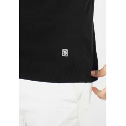 Pull homme col roulé noir - Touché cachemire