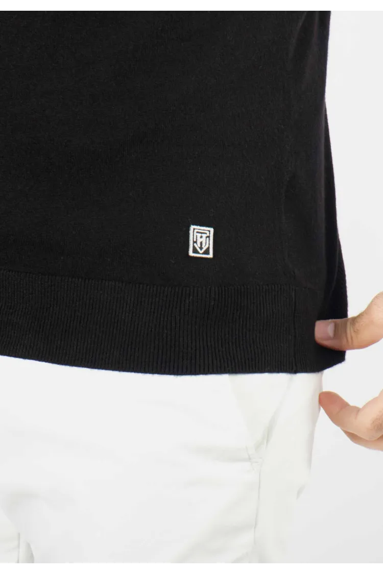 Pull homme col roulé noir - Touché cachemire