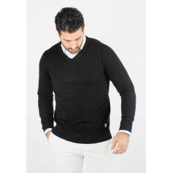 Pull homme col v beige -...