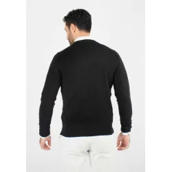 Pull homme col v noir - Touché cachemire