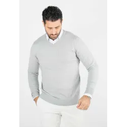 Pull homme col v gris - Touché cachemire