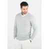 Pull homme col v gris - Touché cachemire