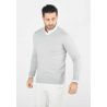 Pull homme col v gris - Touché cachemire