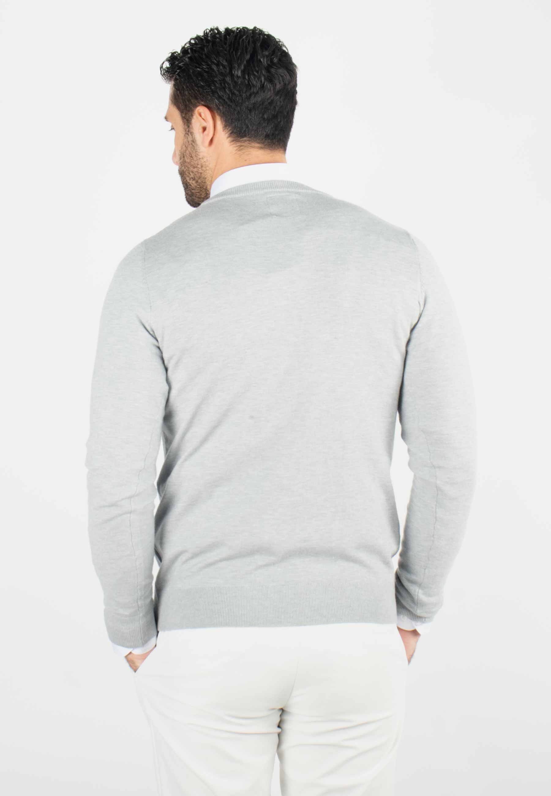 Pull homme col v gris - Touché cachemire