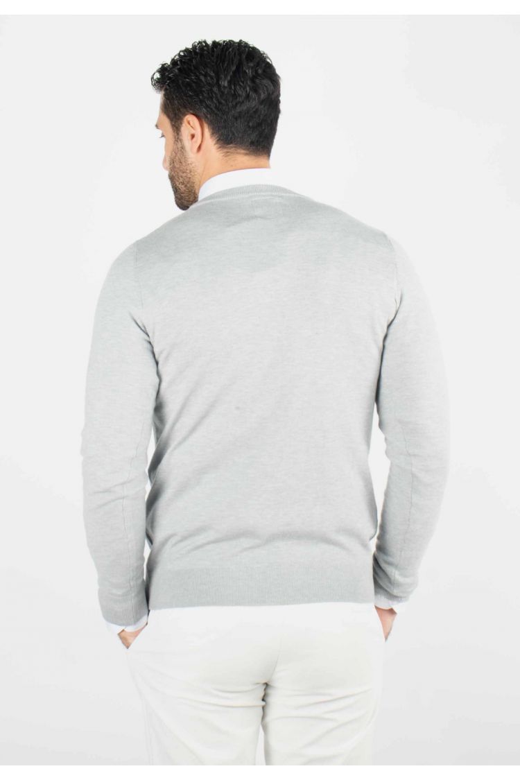 Pull homme col v gris - Touché cachemire