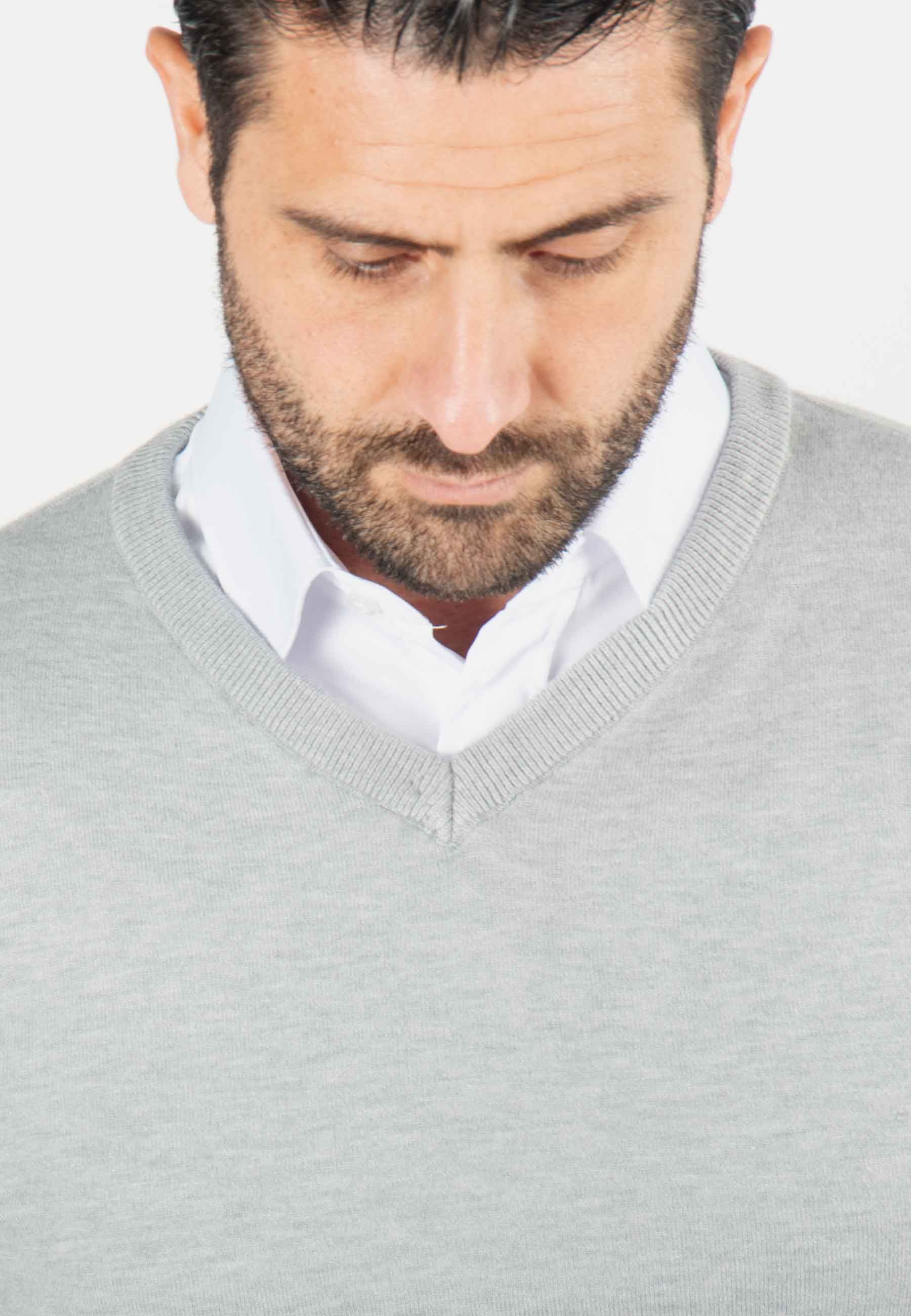 Pull homme col v gris - Touché cachemire