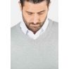 Pull homme col v gris - Touché cachemire