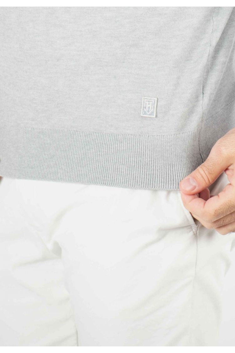 Pull homme col v gris - Touché cachemire