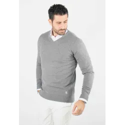 Pull homme col v anthracite - Touché cachemire