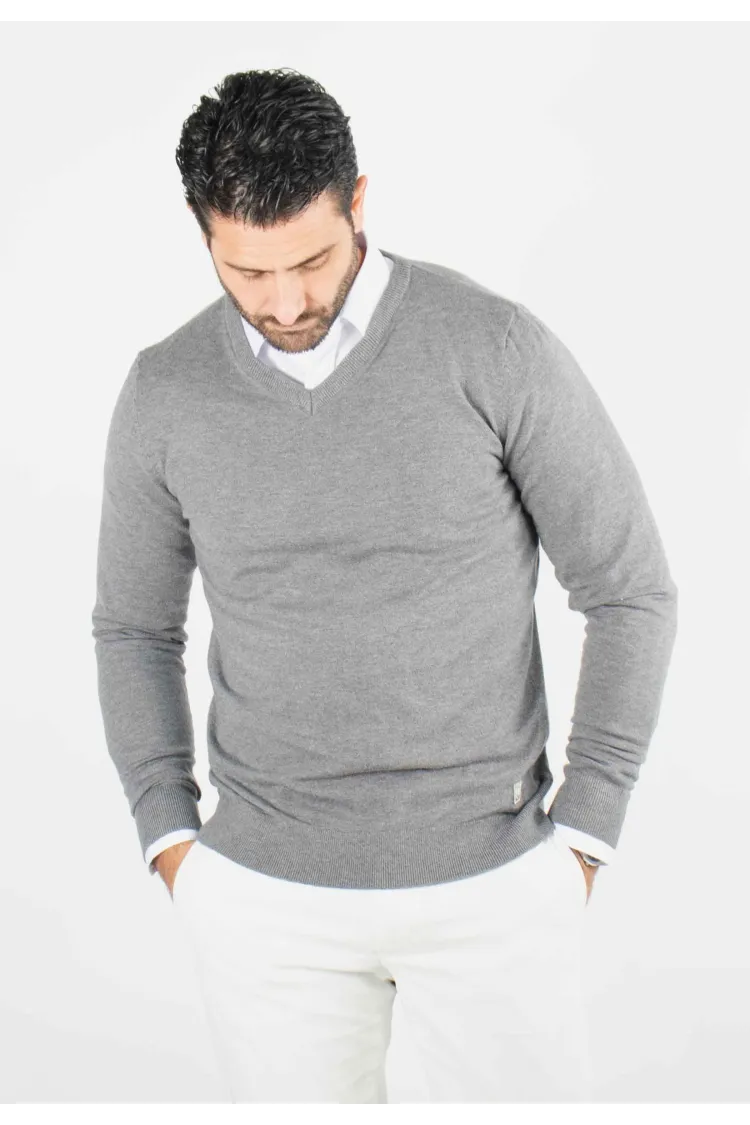 Pull homme col v anthracite - Touché cachemire