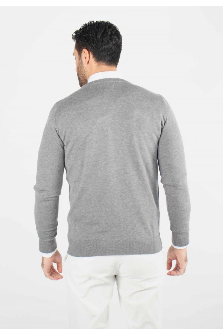 Pull homme col v anthracite - Touché cachemire