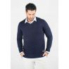 Pull homme col v navy - Touché cachemire