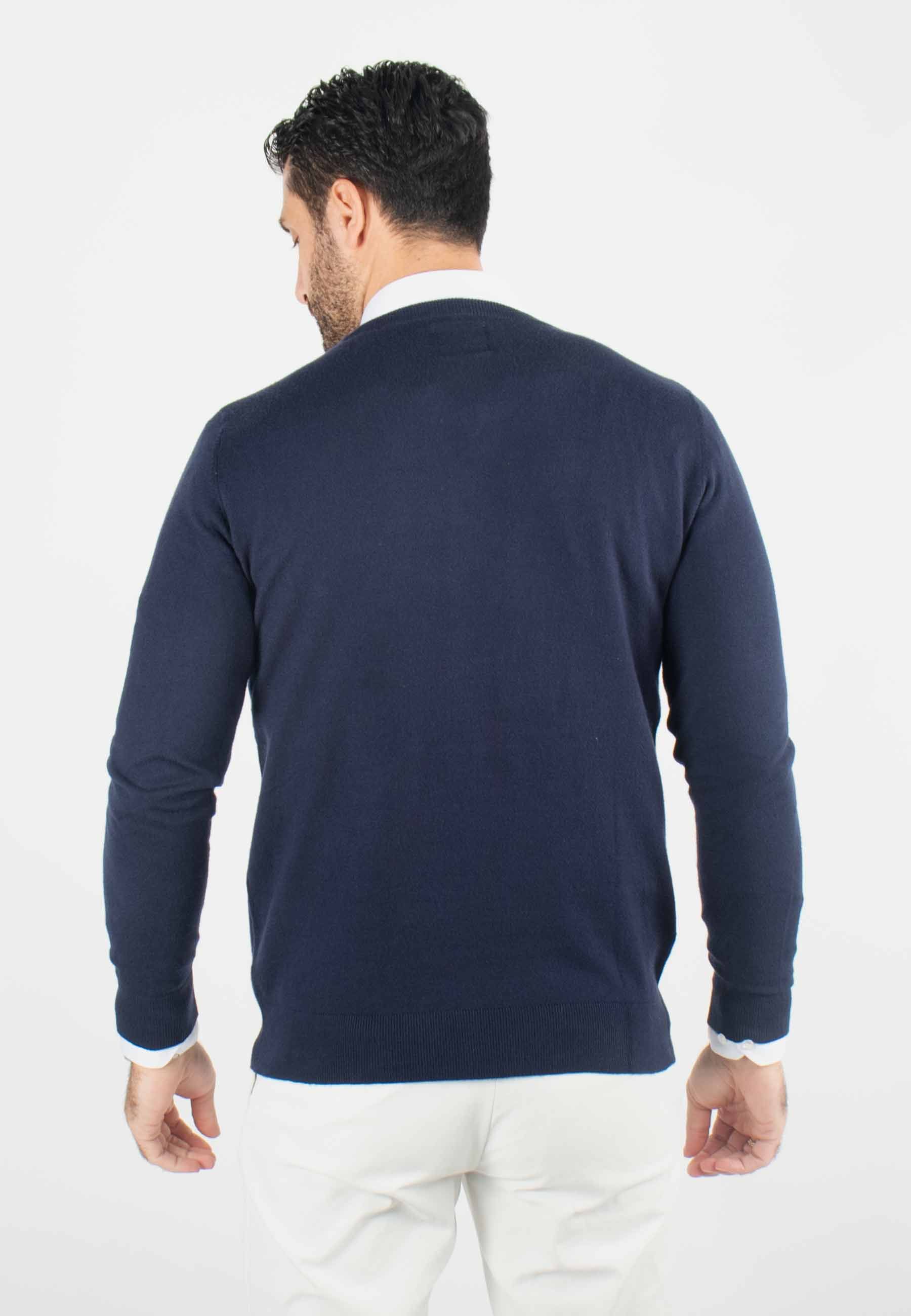 Pull homme col v navy - Touché cachemire