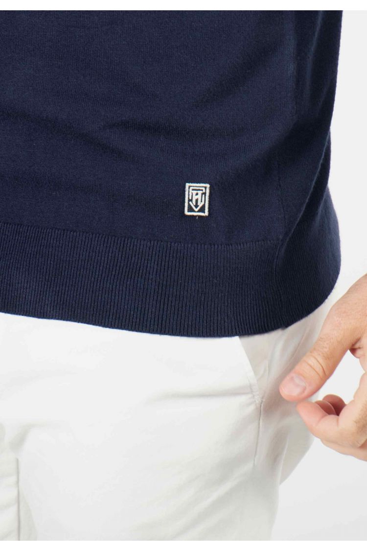 Pull homme col v navy - Touché cachemire