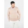 Pull homme col v beige - Touché cachemire