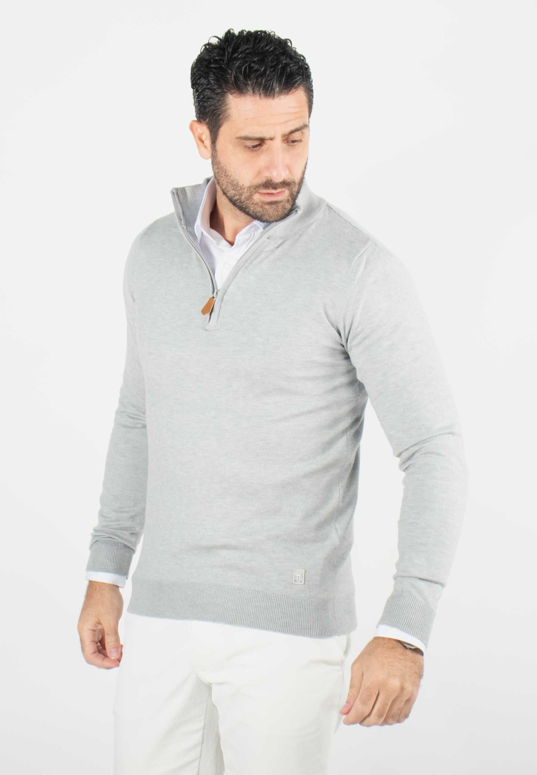 Pull homme col camioneur gris - Touché cachemire