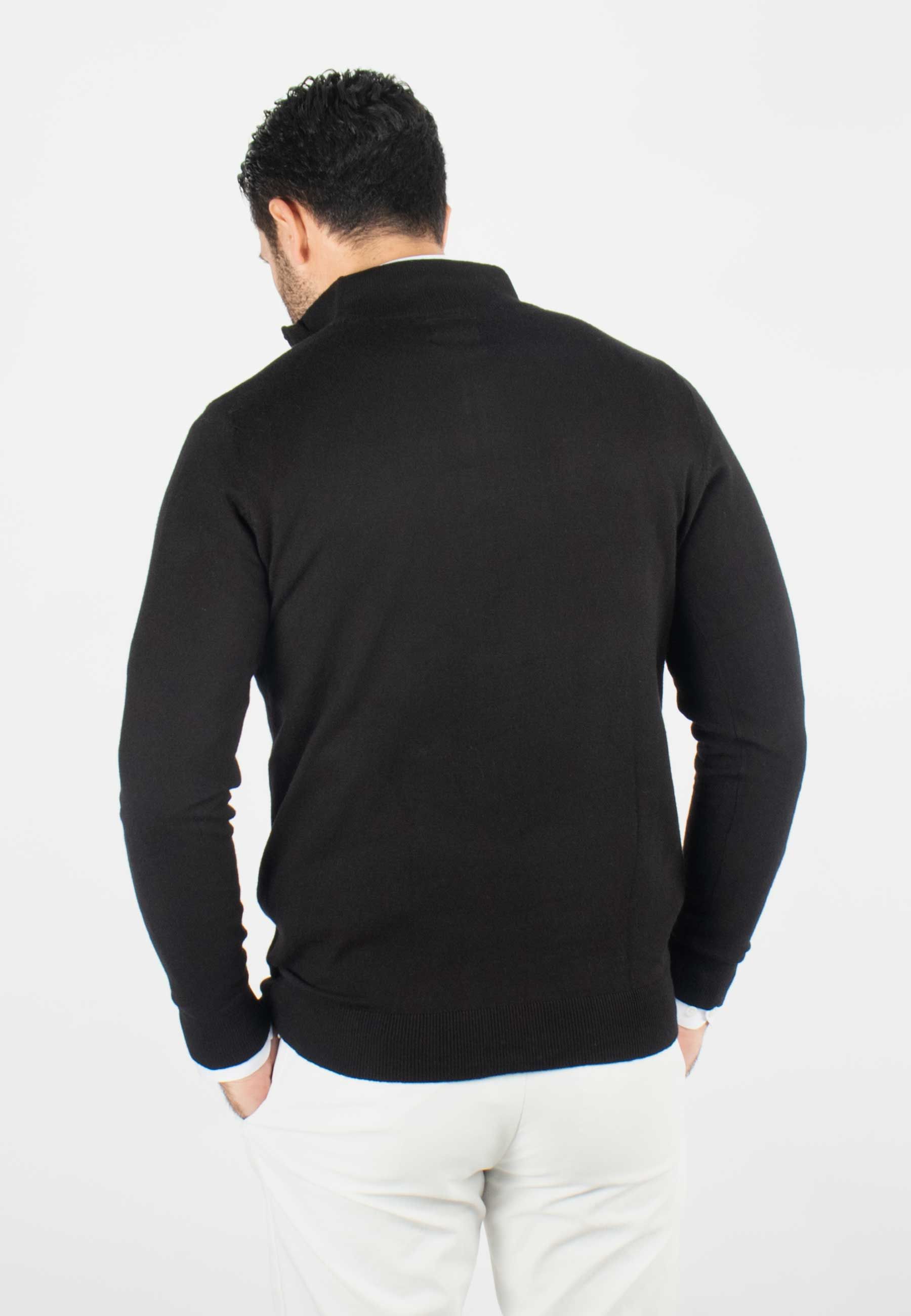 Pull homme col camioneur noir - Touché cachemire