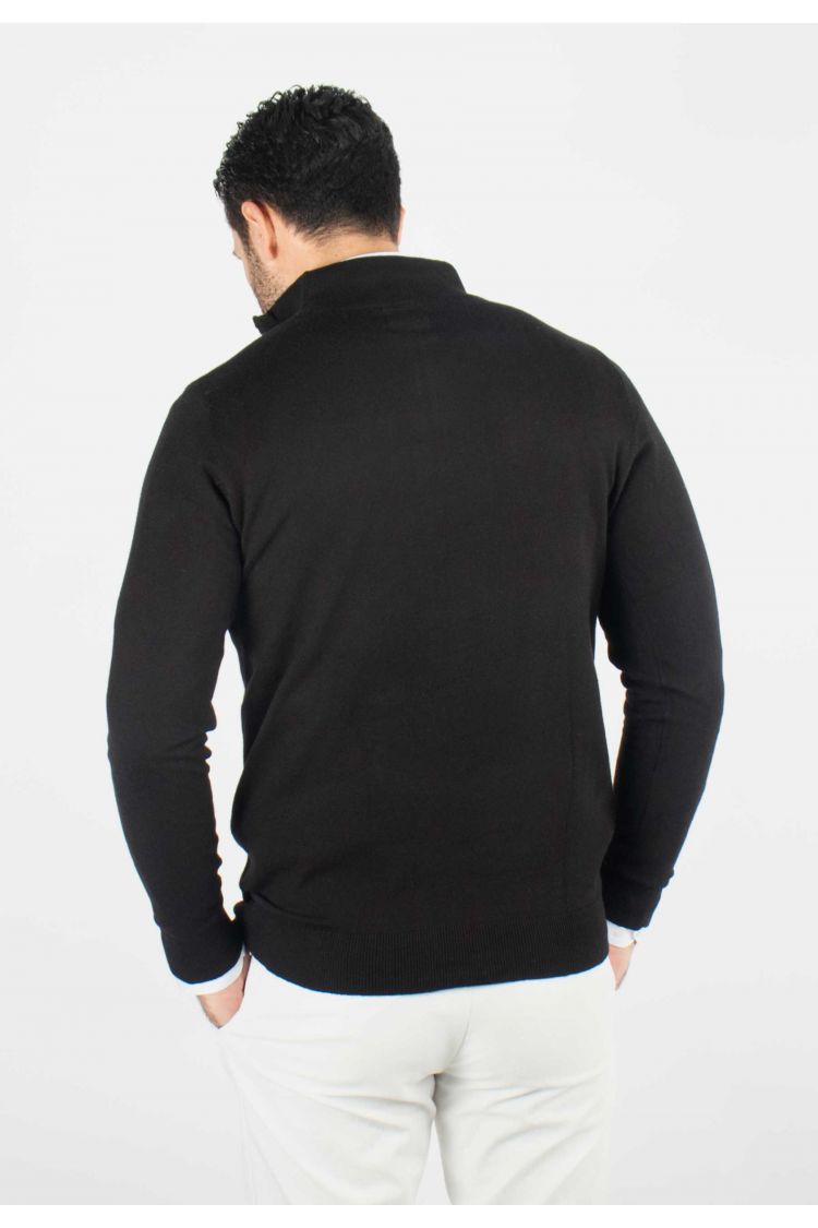 Pull homme col camioneur noir - Touché cachemire