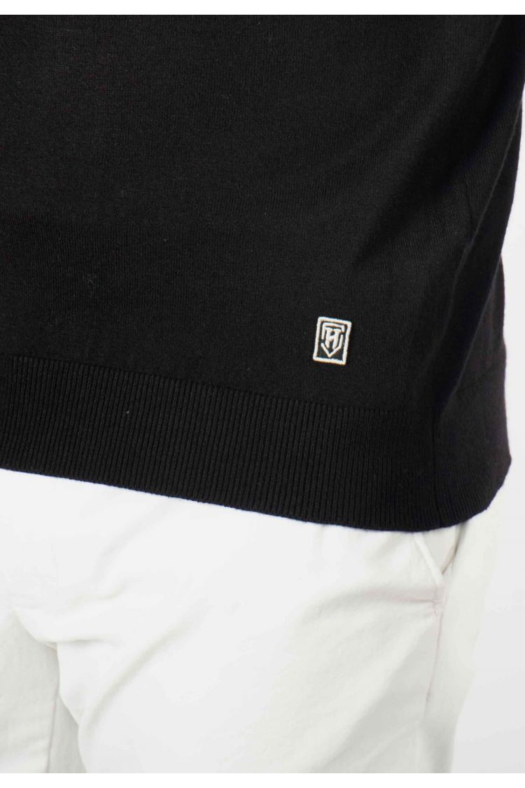 Pull homme col camioneur noir - Touché cachemire