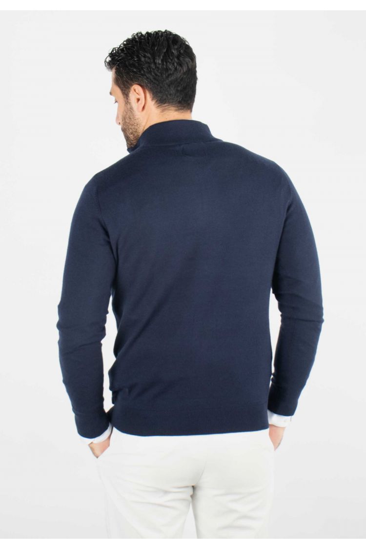 Pull homme col camioneur navy - Touché cachemire