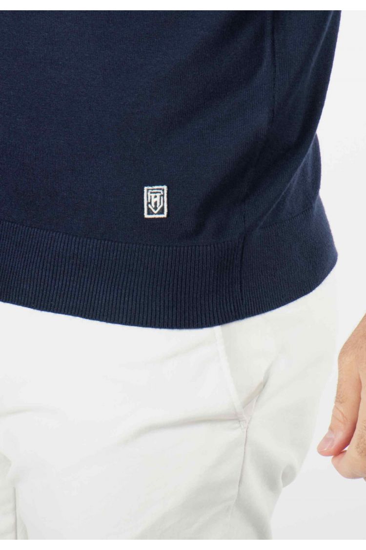 Pull homme col camioneur navy - Touché cachemire