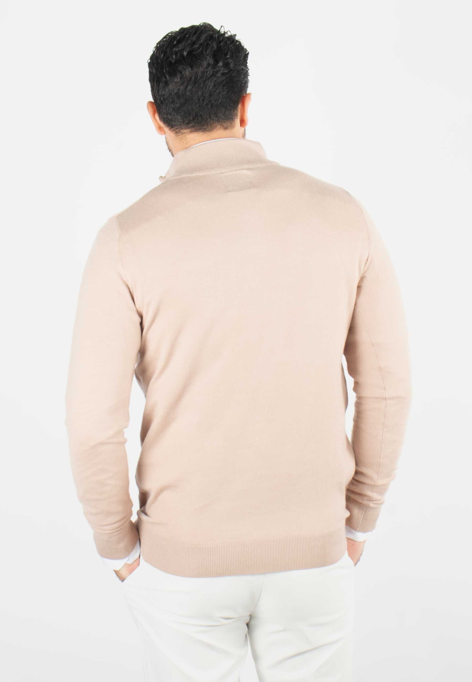 Pull homme col camioneur beige - Touché cachemire