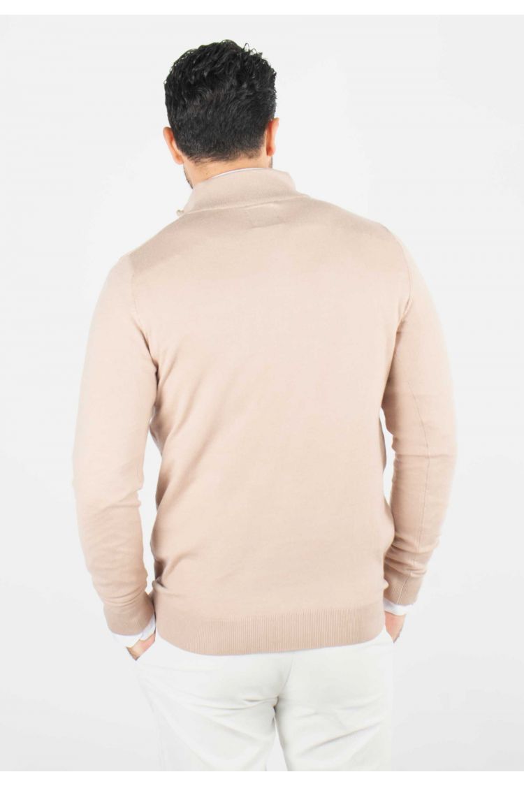 Pull homme col camioneur beige - Touché cachemire