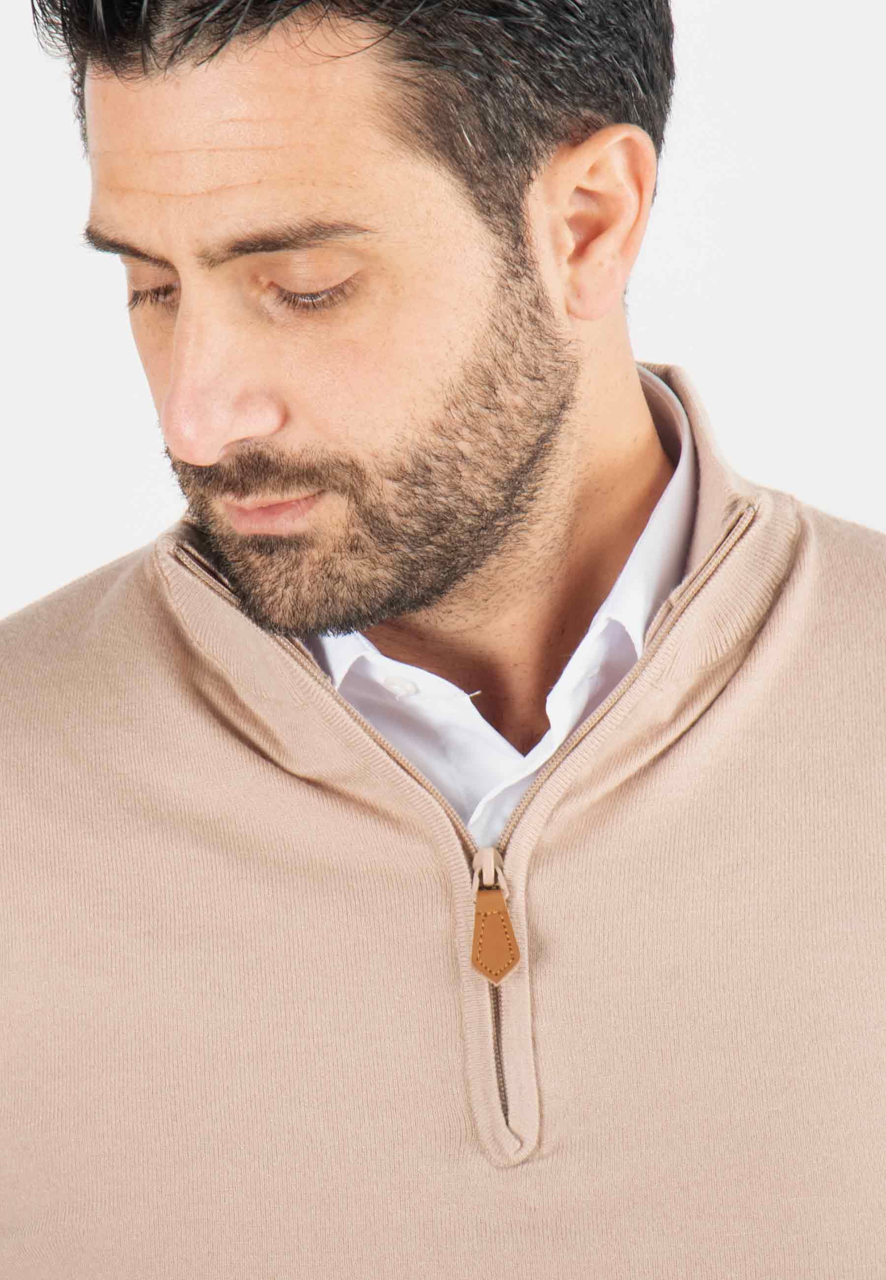 Pull homme col camioneur beige - Touché cachemire